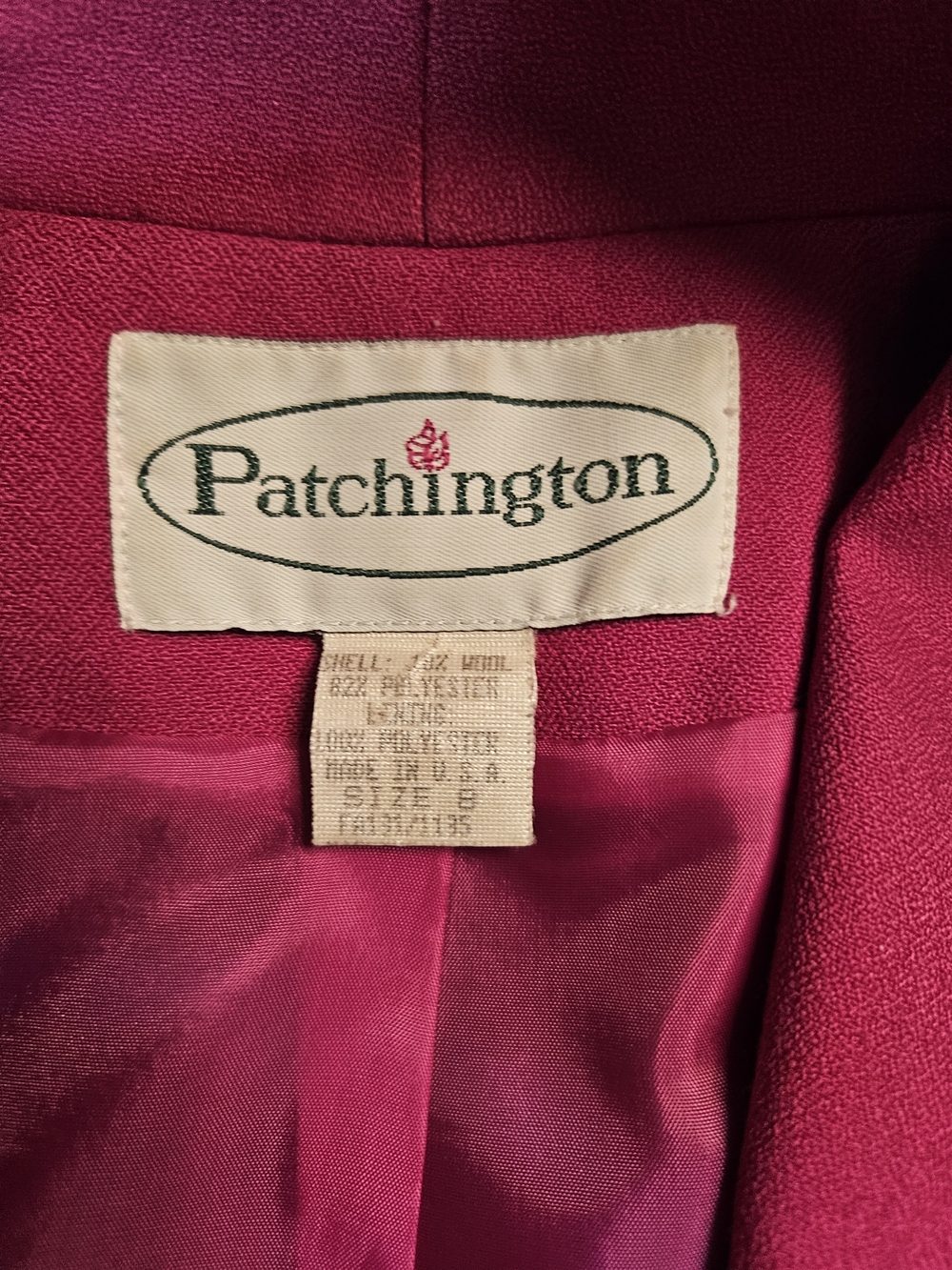 Patchington Women's Vintage Bright Pink Cropped Blazer with Black Trim - Picture 4 of 5